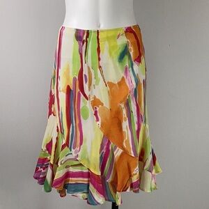 Yves Saint Laurent Multicolor Watercolor A-Line Skirt